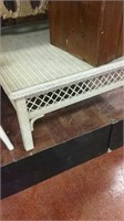 White glass top wicker coffee table