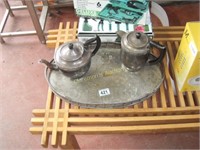 Silver Tray And Tea Pots