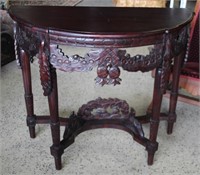 Carved Entry Demi-Lune Parlor Table
