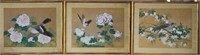 Set of 3 Chinese Bird & Flower Paintings on Silk