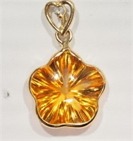 14kt Gold Citrine & Dia App $695