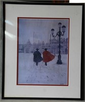Framed Print by B. Bush - Two Men in a Snowy City