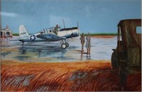 Original Mixed Media Airfield Painting