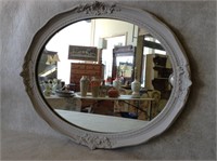 Vintage Chalk Painted Oval Wall Mirror