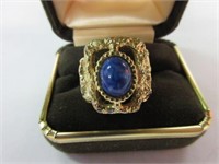 Oversized Sarah Coventry Blue Gemstone Ring