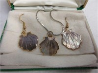 Antique Mother of Pearl Necklace & Earring Set