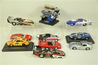 LOT OF 9 COLLECTIBLE DIE-CAST CARS AND ENGINE