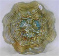 Rose Show ruffled bowl - aqua opal