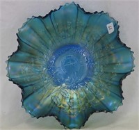 Good Luck ruffled bowl w/ribbed back - sapphire