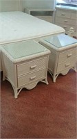 Choice of 2 white wooden and wicker 2 drawer