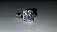 18KT WHITE GOLD FILLED 925 STERLING SILVER CZ RING