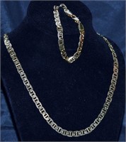 14 kt Yellow Gold Plated Necklace & Bracelet Set