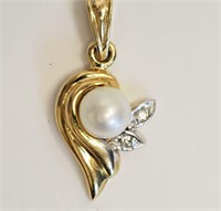 10kt Gold Pearl & Dia Retail $900