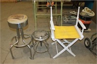 TWO STOOLS AND CHAIR