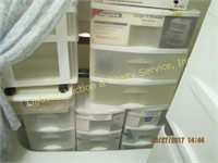 Large group of plastic 3 drawer storage