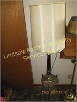 1 Brass Lamp W/ Brass Side Table