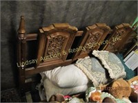 5pc wood bedroom set: Queen bed frame, headboard,