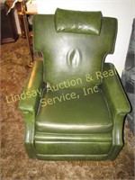 Green leather vibrating massage chair