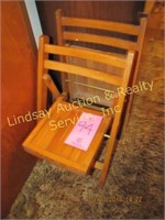 2 Small Wooden Kids Folding Chairs