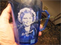 2 - Small blue collectible Shirley Temple pitchers