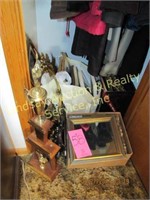 Large group of picture frames, mirrors & other