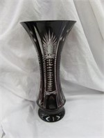 RUBY CUT TO CLEAR VASE 12"T