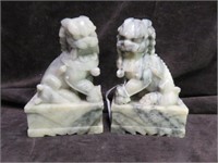 PAIR SOAPSTONE FOO DOG BOOKENDS 8"T