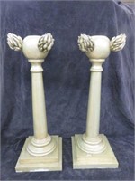PAIR OF ORNATE CANDLESTICKS 21.5"T