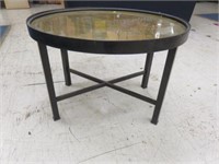 MID CENTURY MODERN BRASS TOP OCCASIONAL TABLE