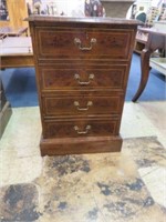 BURL WALNUT INLAID FILE CABINET 33.5"T X 24"W X