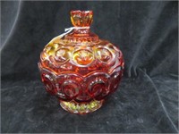 AMBERINA COVERED CANDY DISH 7"T