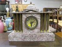 FRENCH STYLE MARBLE MANTLE CLOCK 10"T X 16.5"W X