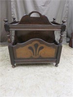 ANTIQUE MAGAZINE HOLDER 23"T X 19.5"W X 13"D