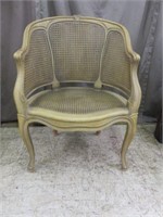 CUTE FRENCH STYLE CARVED CANED BACK PARLOR CHAIR