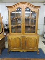 COUNTRY FRENCH STYLE OAK CHINA CABINET 76"T X 43"W