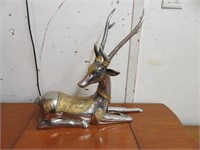 ORNATE CHROME AND BRASS DEER 21"T X 22"W