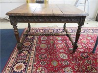 COUNTRY FRENCH CARVED OAK DINING TABLE 28.5"T X