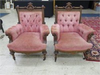 PAIR OF 19TH CENTURY VICTORIAN CARVED AND INLAID