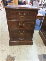 BURL WALNUT INLAID FILE CABINET 33.5"T X 24"W X