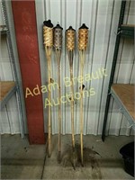 4 bamboo tiki torches