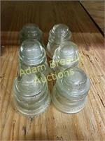 (6) Hemingray No 42 & 45 clear glass insulators