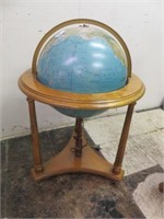 LIGHTED GLOBE ON WOOD STAND 33"T