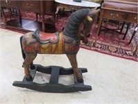 CARVED CHILD'S ROCKING HORSE 35"T X 32"W X 12"D