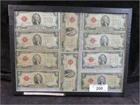 (10) $2 NOTES 1928 RED SEALS