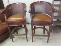 PAIR CANE BACK BAR STOOLS 45"T X 24"W (FROM FLOOR
