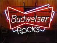 BUDWEISER ROCKS NEON LIGHT (WORKS) 15"T X 26"W