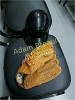 Rawlings RBG74 baseball glove, helmet