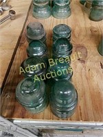 (8) Hemingray No 4 blue glass insulators