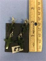 2 Pairs of jade cross earrings            (k 15)