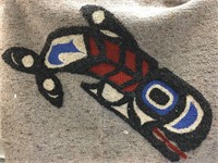 Crocheted fabric with a Tlingit style orca